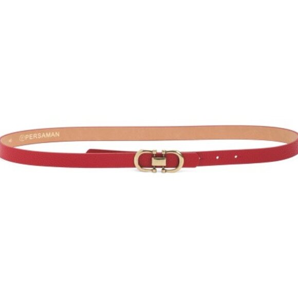 PERSAMAN NEW YORK Made In Italy Leather Double Gold Buckle Belt NWT main image 5